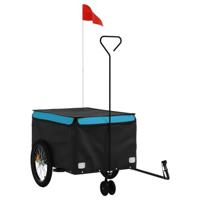 VidaXL Fietstrailer 45 kg ijzer zwart en blauw - thumbnail