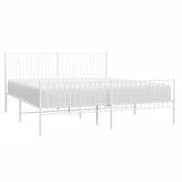 Bedframe met hoofd- en voeteneinde metaal wit 193x203 cm - thumbnail
