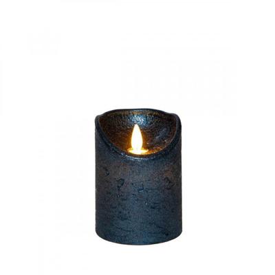Stompkaars rustiek wax bewegende vlam 10x7,5 cm metallic blauw Anna's Collection - Annas collection