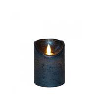Stompkaars rustiek wax bewegende vlam 10x7,5 cm metallic blauw Anna's Collection - Annas collection - thumbnail