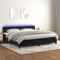 Boxspring met matras en LED fluweel zwart 200x200 cm - thumbnail