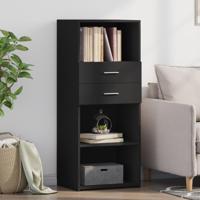 Hoge kast 50x42,5x124 cm bewerkt hout zwart - thumbnail