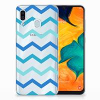 Samsung Galaxy A30 TPU bumper Zigzag Blauw - thumbnail