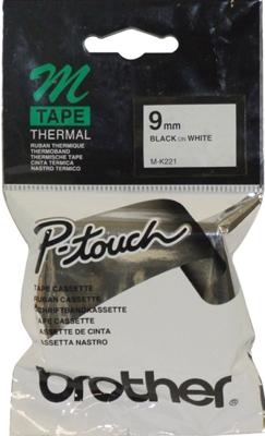 Gelamineerde Tape voor Labelmakers Brother MK221 Wit Zwart 9 mm x 8 m