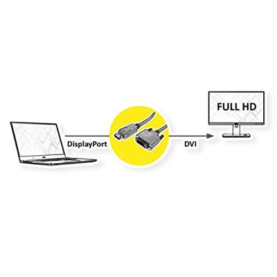 ROLINE DisplayPort Kabel DP Male - DVI Male (24+1), LSOH, zwart, 1,5 m ROLINE DisplayPort Kabel DP Male - DVI Male (24+1), LSOH, zwart, 1,5 m