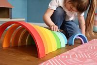 Small Foot houten bouwblokken regenboog xl, 14dlg. - thumbnail