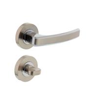 Intersteel Deurkruk Blok op rozet met toilet-/badkamersluiting - chroom/nikkel mat - thumbnail