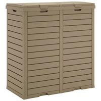 VidaXL Vuilnisbak voor buiten 78x41x86 cm polypropeen lichtbruin - thumbnail