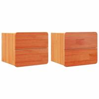 Nachtkastje 2 pcs Bruin 39 x 34 x 33 cm Massief grenenhout - thumbnail