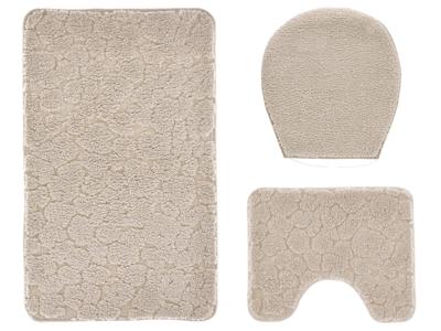 LIVARNO Badmat set 3-delig (Badmat met toiletuitsparing, Crème/print)