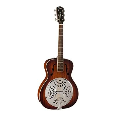 Fender PR-180E Resonator Aged Cognac Burst WN elektrisch-akoestische resonatorgitaar met koffer