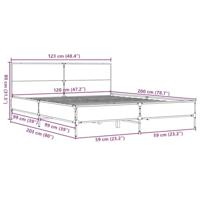 Bedframe bewerkt hout metaal sonoma eikenkleurig 120x200 cm - thumbnail