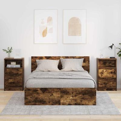 Nachtkastjes 2 pcs Gerookt eiken 40 x 30 x 467 cm Bewerkt hout