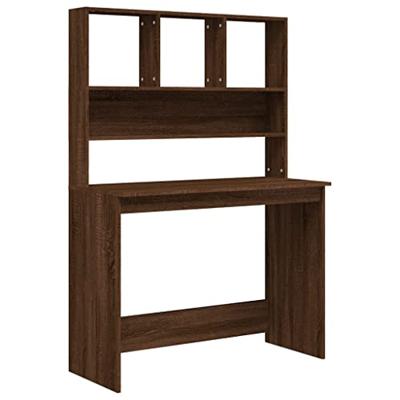 Bureau met schappen 102x45x148 cm bewerkt hout bruineikenkleur