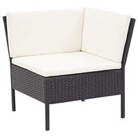 3-delige Loungeset met kussens poly rattan zwart - thumbnail