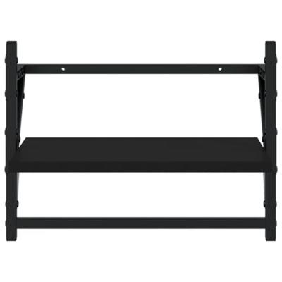 Wandschappen met stangen 2 st 40x25x30 cm zwart - thumbnail