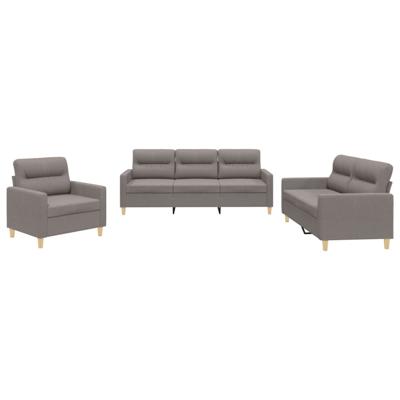 3-delige Loungeset met kussens stof taupe