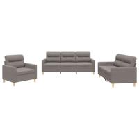 3-delige Loungeset met kussens stof taupe - thumbnail
