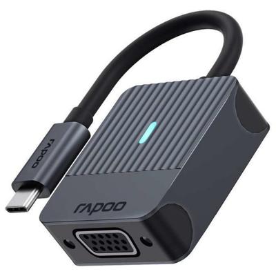 Rapoo USB-C Adapter, USB-C naar VGA, grijs Desktop accessoire Zwart