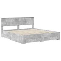 Bedframe met hoofdeinde Beton Grijs 180 x 200 cm Bewerkt hout - thumbnail