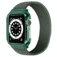 Weven vervangende polsband horlogebandjes met frame voor Apple Watch Series 6 & SE & 5 & 4 40mm / 3 & 2 & 1 38mm Lengte: 128mm (Donker Olijfgroen) - thumbnail