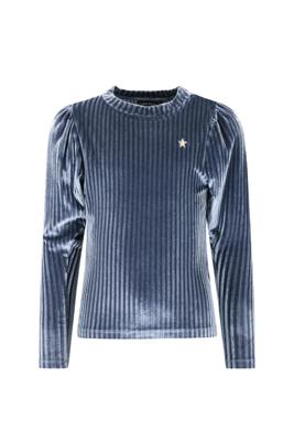 Like Flo winter velvet top meisjes - blauw - Esmay