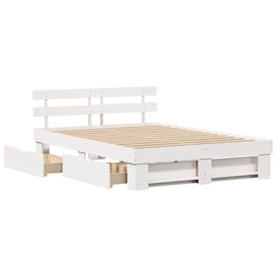 Bedframe met hoofdeinde Wit 140 x 200 cm Massief grenenhout Bedframe met hoofdeinde Wit 140 x 200 cm Massief grenenhout