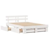 Bedframe met hoofdeinde Wit 140 x 200 cm Massief grenenhout - thumbnail