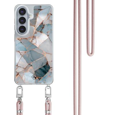 Samsung Galaxy S26 hoesje met rosegoud koord - Azure Geo Samsung Galaxy S26 hoesje met rosegoud koord - Azure Geo