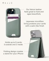 Mujjo Magsafe lederen card portomonee stand - Green Smoke - thumbnail