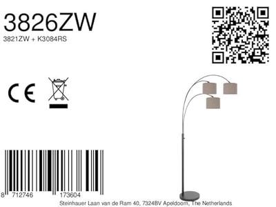 Steinhauer VloerlampSparkled Light zwart met grijze kappen - 3826ZW Steinhauer VloerlampSparkled Light zwart met grijze kappen - 3826ZW