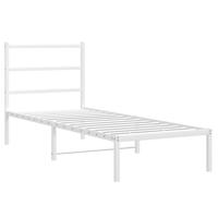 Bedframe met hoofdbord metaal wit 100x200 cm - thumbnail