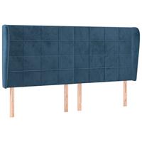 Hoofdbord met randen 163x23x118/128 cm fluweel donkerblauw - thumbnail