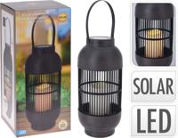 ProGarden lantaarn met kaars solar led rattan zwart - thumbnail
