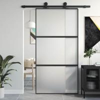 VidaXL Schuifdeur 102,5x205 cm gehard glas en aluminium zwart - thumbnail