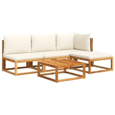 5-delige Loungeset met kussens massief acaciahout