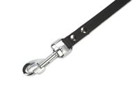 Hondenriem van leer 165cm x 16mm zwart - thumbnail