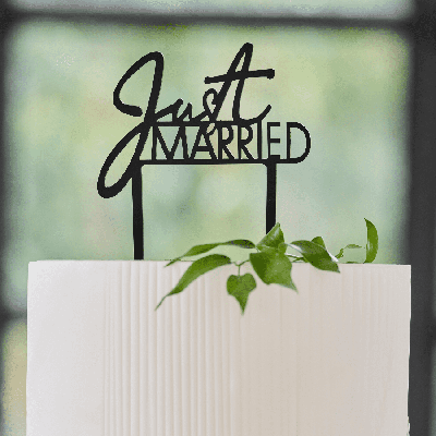 Ginger Ray taarttopper just married zwart 16,5 cm | 20 stuks