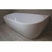 Half vrijstaand Bad Luca Sanitair Primo 180x80x58cm Acryl Glans Wit Met Overloop - thumbnail