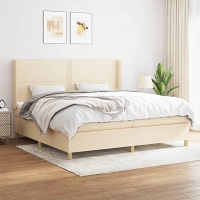 Boxspring met matras stof crèmekleurig 200x200 cm