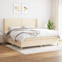 Boxspring met matras stof crèmekleurig 200x200 cm - thumbnail