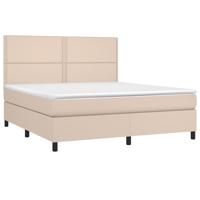 Boxspring met matras kunstleer cappuccinokleurig 200x200 cm - thumbnail