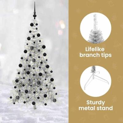 VidaXL Kunstmatig voorverlicht kerstboom met 300 led zilver 210 cm pet