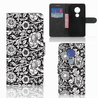 Motorola Moto G7 Play Hoesje Black Flowers Motorola Moto G7 Play Hoesje Black Flowers