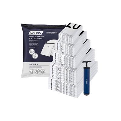 Luvego Vacuumzakken Kleding & Dekbedden - 23 Stuks / 5 Maten - Reiszakken Vacuum Opbergzakken Incl. Handpomp