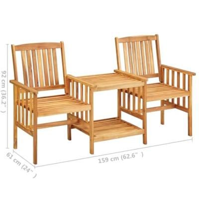 VidaXL Tuinstoelen met theetafel 159x61x92 cm massief acaciahout
