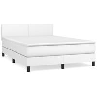 Boxspring met matras kunstleer wit 140x200 cm - thumbnail
