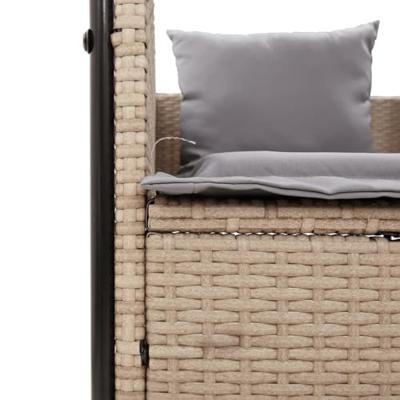Ligbed tweepersoons met dak en gordijn poly rattan beige Ligbed tweepersoons met dak en gordijn poly rattan beige