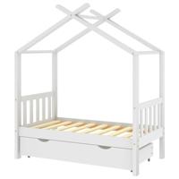 Kinderbedframe met lade massief grenenhout 70x140 cm wit - thumbnail