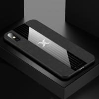 Voor iPhone X/XS XINLI stiksels doek Textue schokbestendig TPU beschermhoes (zwart) - thumbnail